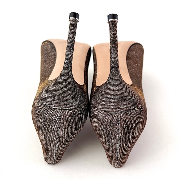 MANOLO BLAHNIK | Hangisi Dark Gold Glitter Fabric Jewel Buckle Pumps EU 37 US 7 - Picture 13 of 14